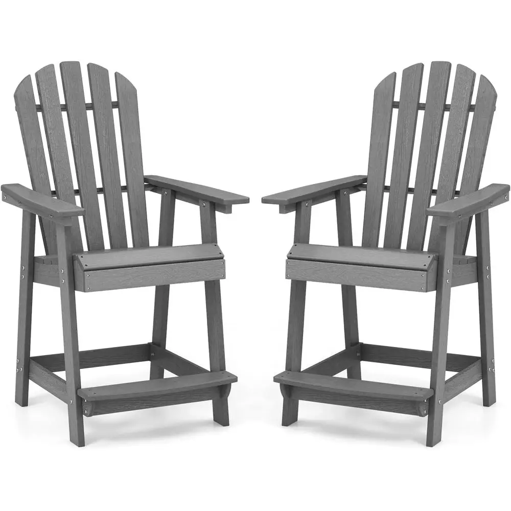 

Weather-Resistant HDPE Adirondack Chair with Armrest and Footrest, 47 Counter Height, Ideal for Patio, Garden, or Balcony (2, Gr
