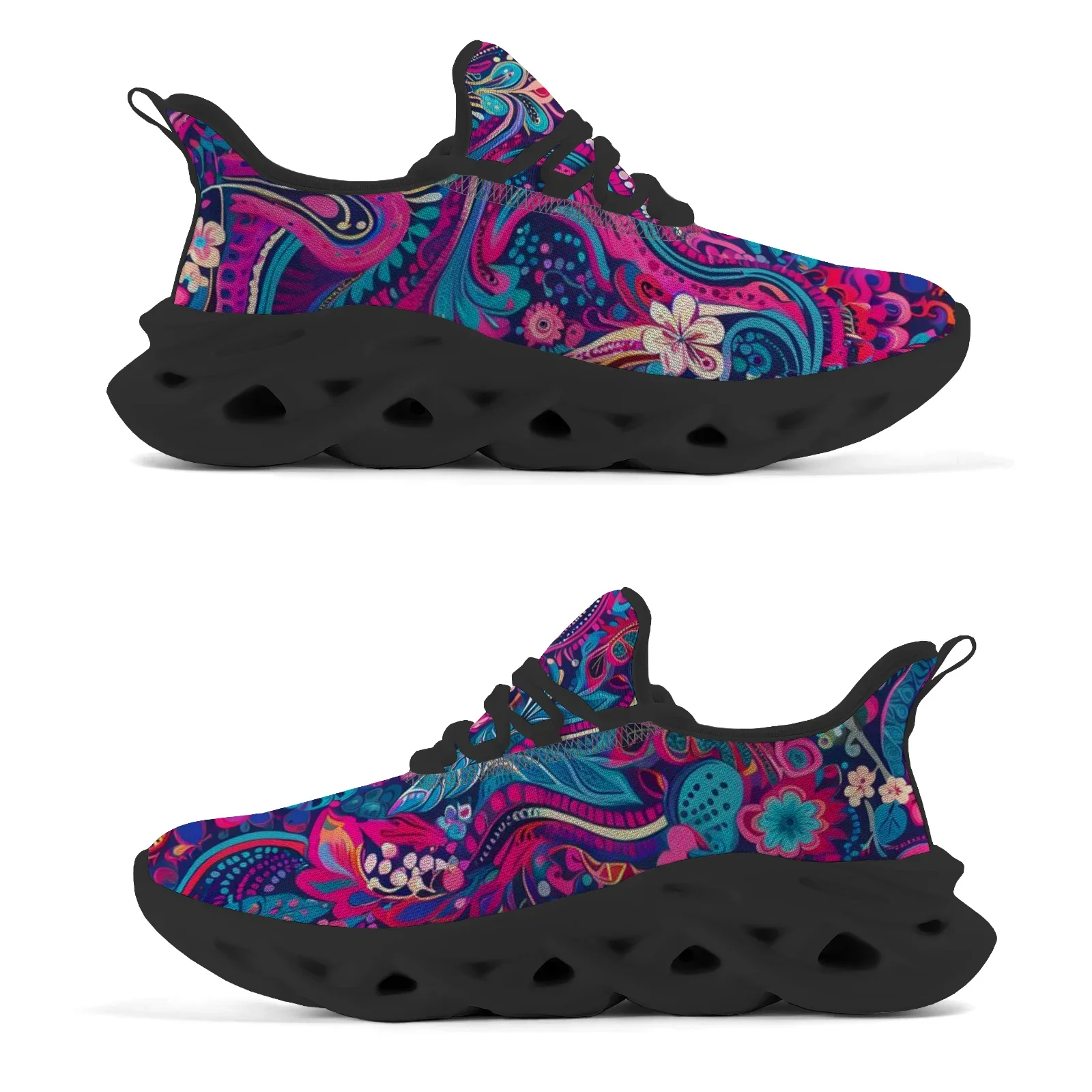 Bohemian striped men's and women's casual sports shoes lightweight breathable running shoes sneakers