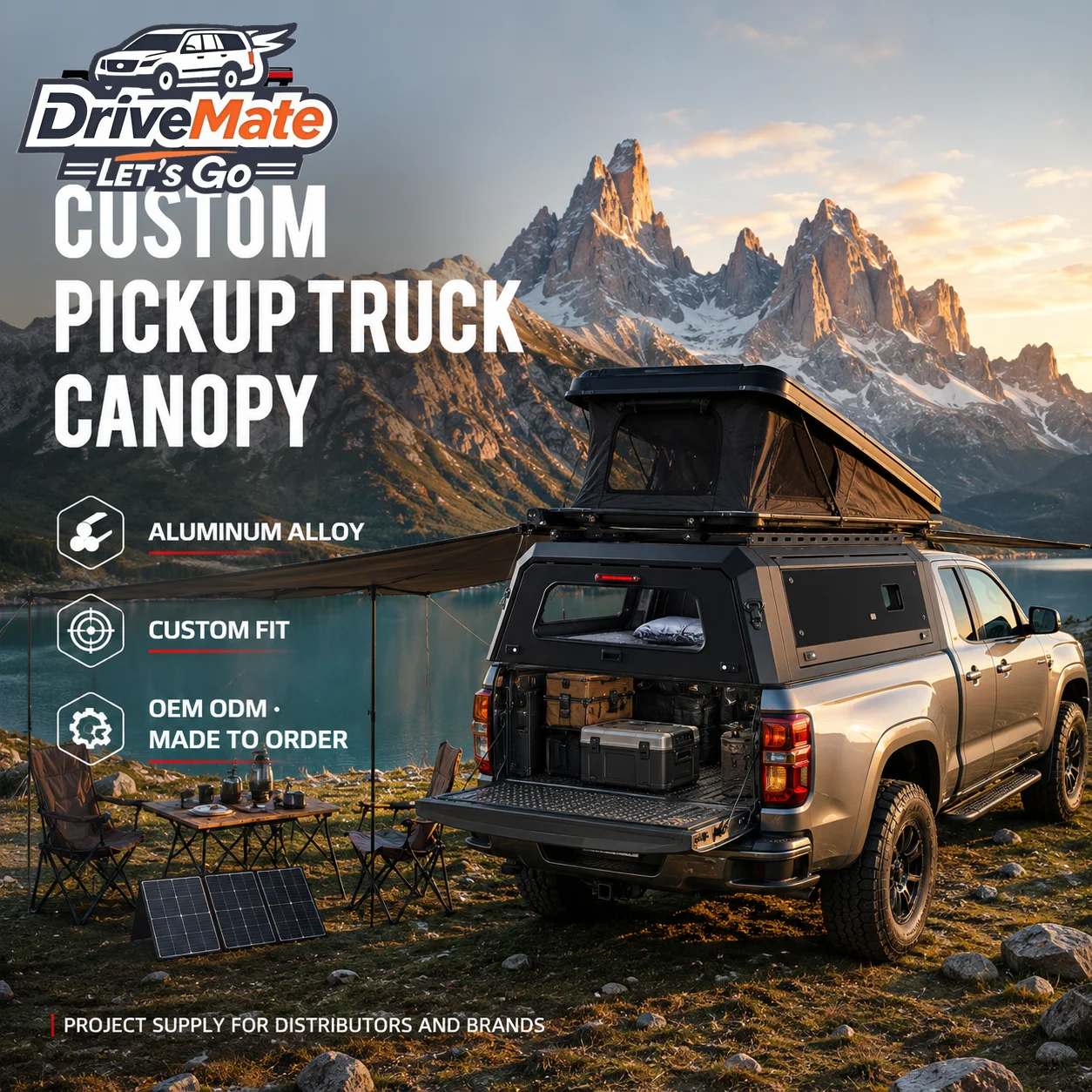 Bed cap Aluminum Alloy Truck Topper for Chevy Colorado with Waterproof Truck Canopy for Boondocking Camping Storage