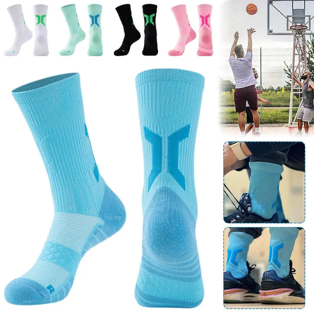 1 pair Men's professional basketball training elite sweat sports wicking bottom towel quick pressure Breathable drying sock P7C4