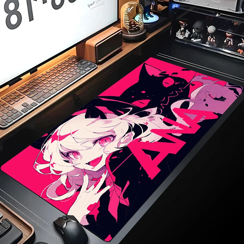 

Kawaii Anime Girl Mouse Pad Gamer Locking Edge Gaming Mouse Mat Laptop Large Mousepad XXL Office Keyboard Pad Cute Cat Desk Mat