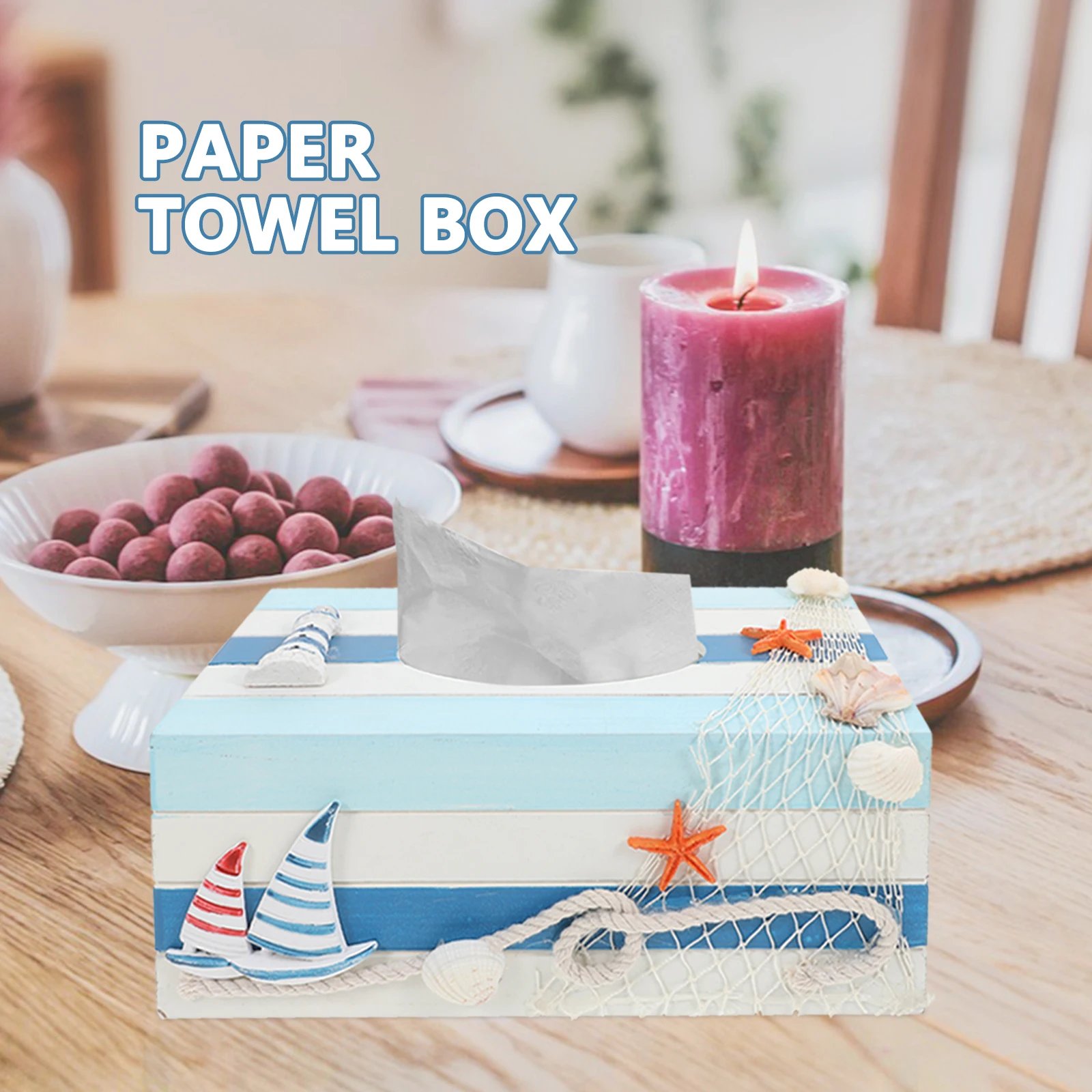 

1pc Mediterranean Tissue Home Office Wooden Tissue Box Napkin Holder Wooden Container Storage Box Decorative Elegant