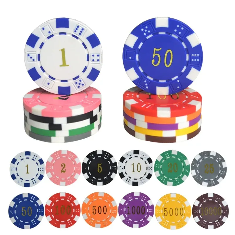 10pcs/set Hot Stamping Digital Multi-denomination Chips Texas Hold 'em Poker Baccarat Casino Game Set Entertainment Accessories