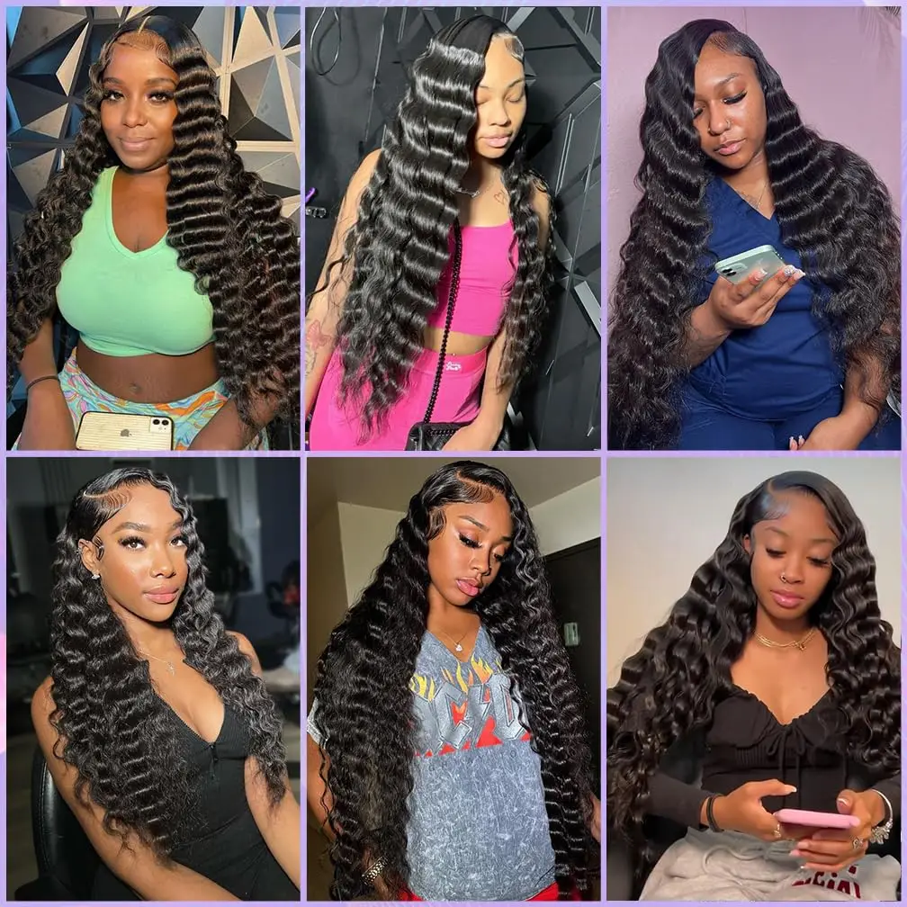 Fasci di capelli grezzi a onda sciolta da 30 pollici Fasci di capelli umani brasiliani non trattati brasiliani Fasci di capelli ricci vergini a onda profonda Estensioni del tessuto