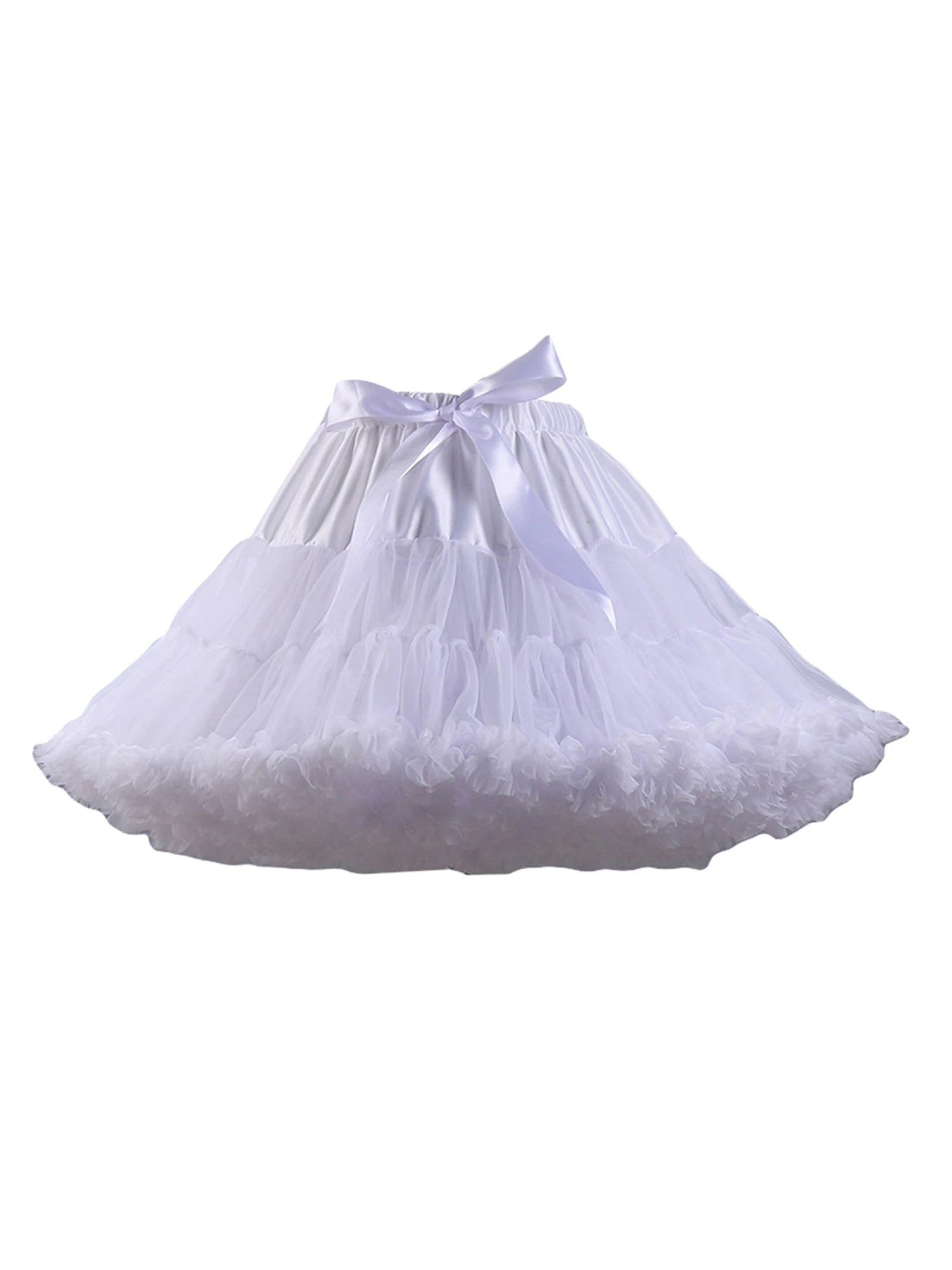 Women Adult Puffy Tutu Tulle Skirt Elastic Waist A-Line Lolita Petticoat Princess Ballet Dance Tiered 1950s Dress Khaki