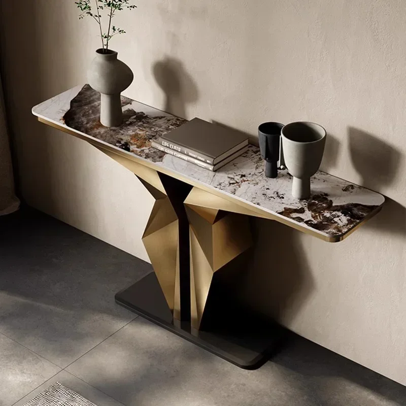 Italian rock slab entrance table cabinet creative light luxury entrance entrance platform entry decoration against