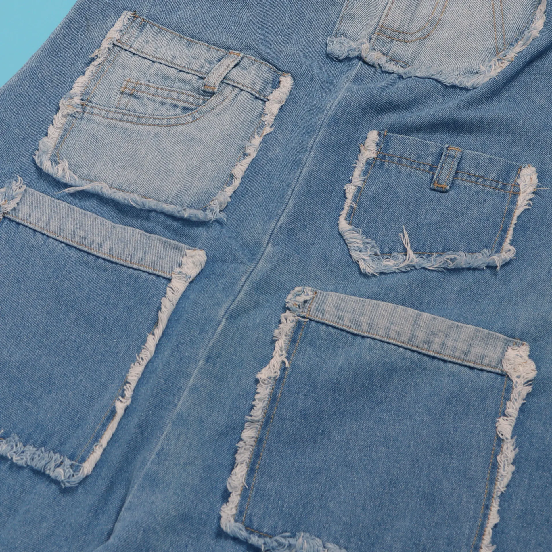 Women's 2025 new denim workwear multi-pocket patchwork washed label loose sleeveless jumpsuit