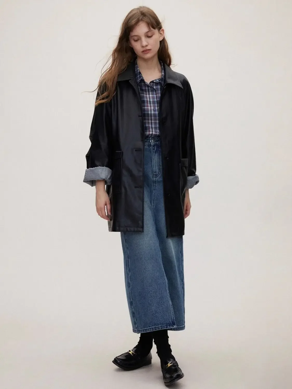 

Весенне-осенняя новая женская ветровка со свободным воротником, ветровка из искусственной кожи