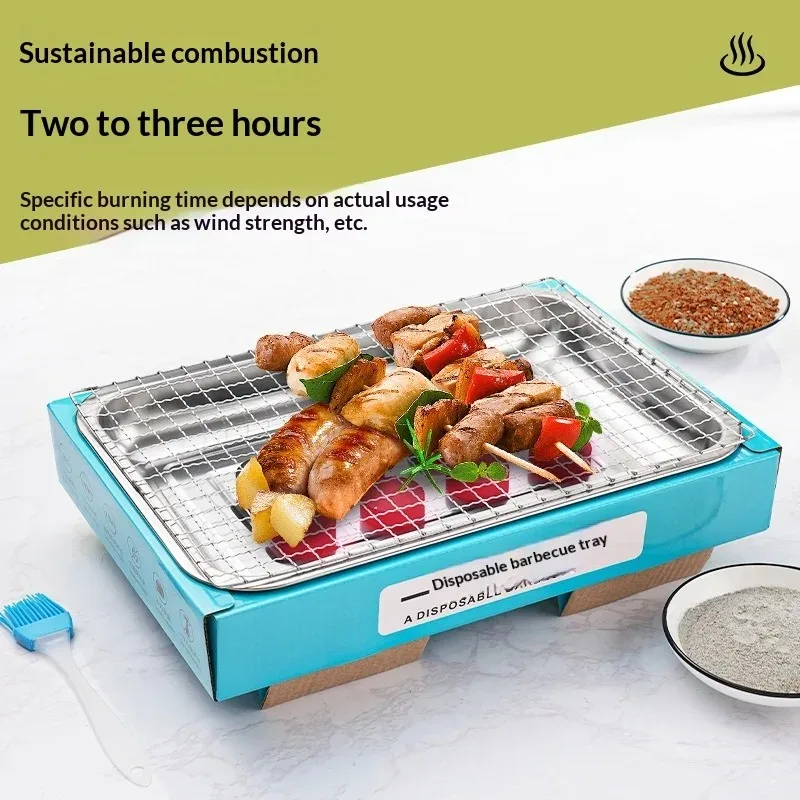 Portable Disposable BBQ Grill Folding Smokeless Charcoal Grill for Outdoor Camping Home Use Steak Cooking Travel