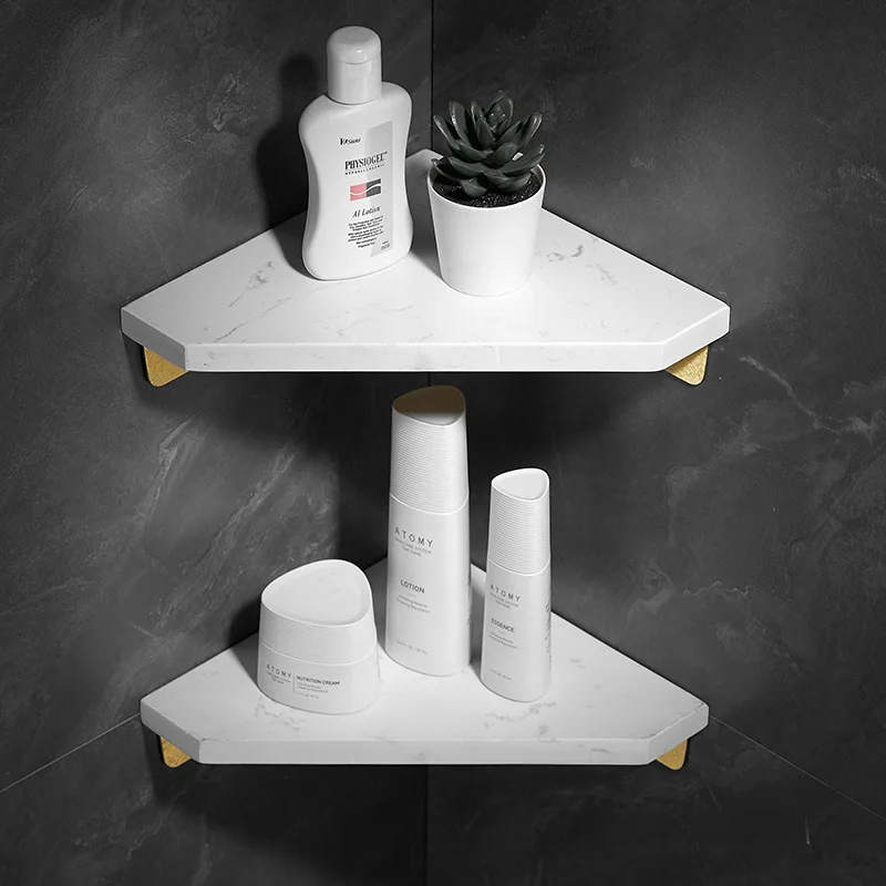 

1pc Marble Floating Wall Shelf Corner Shower Bathroom Storage Shelf Organizer Shower Storage Rack Shampoo Kitchen Organizers Rac