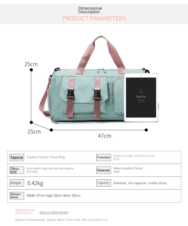 Nuova borsa da palestra per donna con scomparto per scarpe DurableYoga borsa grande borsa da viaggio borsa da viaggio borse da Fitness sportive durante la notte