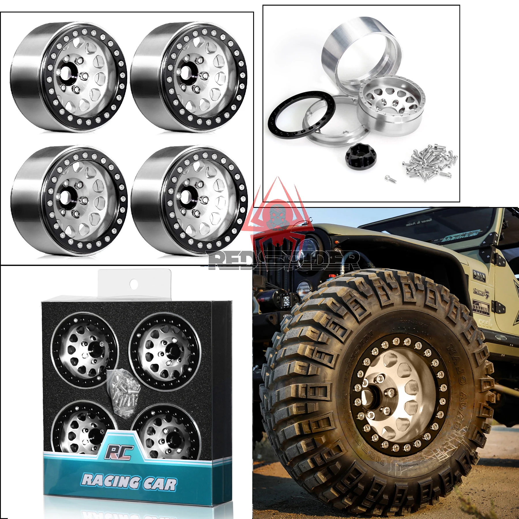 

Алюминиевые колеса с ЧПУ 1,9 дюйма (4 шт.) — глубокая тарелка — смещение 11 мм — для 1/10 RC Crawler TRX4, Axial SCX10 — модернизация для тяжелых условий эксплуатации