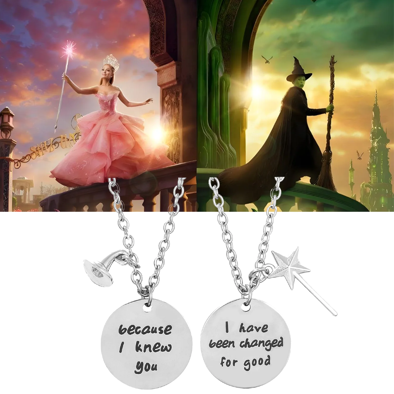 Movie Wicked Music Necklace Magic Crown Witch Hat Pairing Friendship Good Friends Costume Jewelry Party Accessories Gift