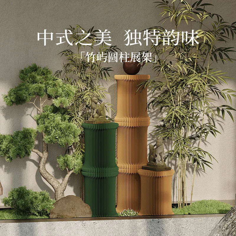 Cylinder product display stand, window display rack, shelf display, circular decorative table, folding portable shelf.