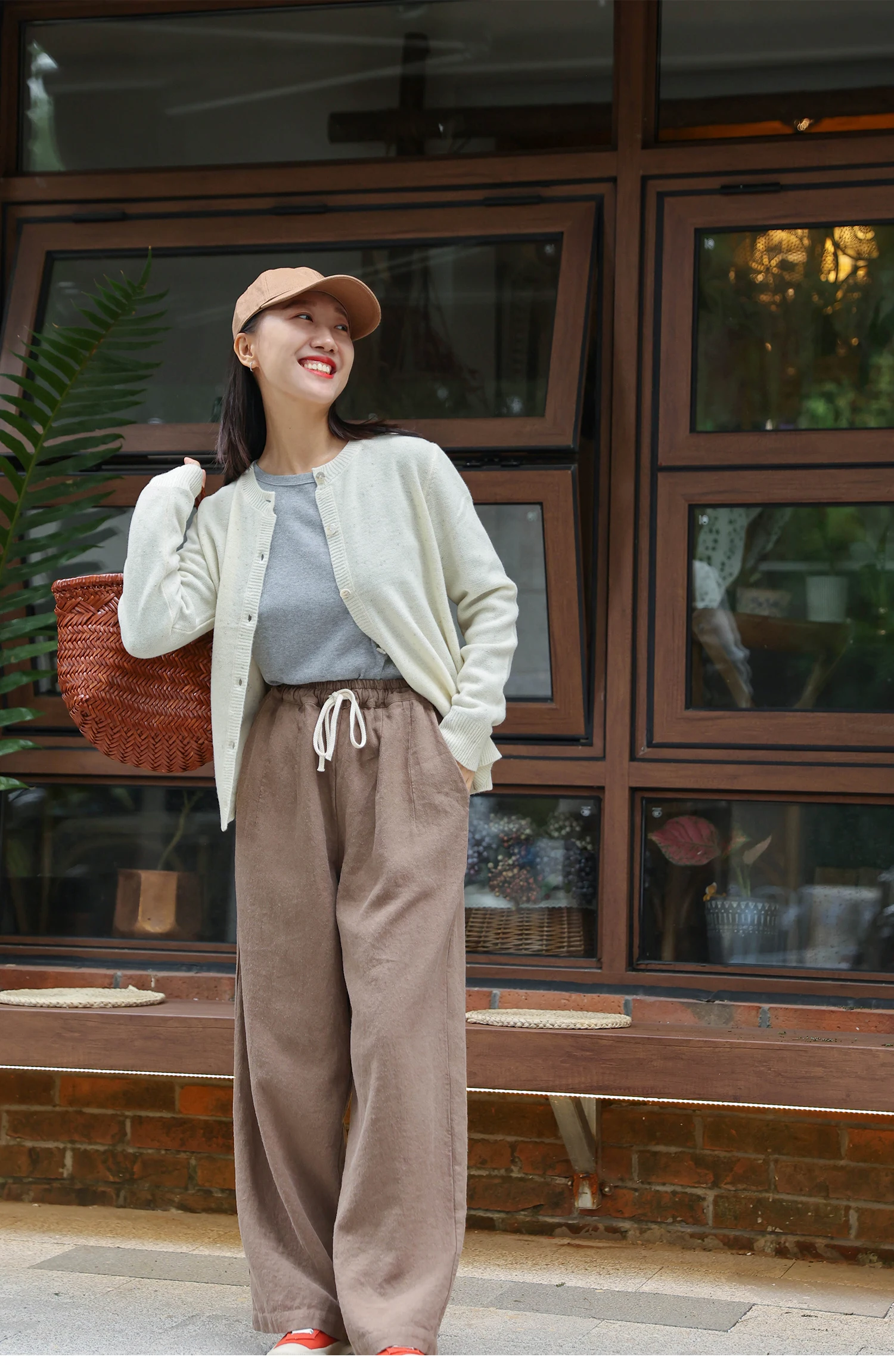 Zacht kasjmier gebreid vest, ronde hals, eenvoudige casual trui, OTW-technologie, herfst