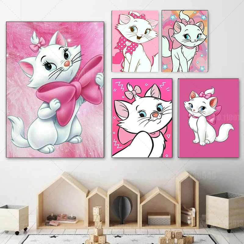 Wall Art Disney Cartoon Characters Aristocats Marie Cat Canvas Painting Children's Gift Posters And Print Living Room Home Decor