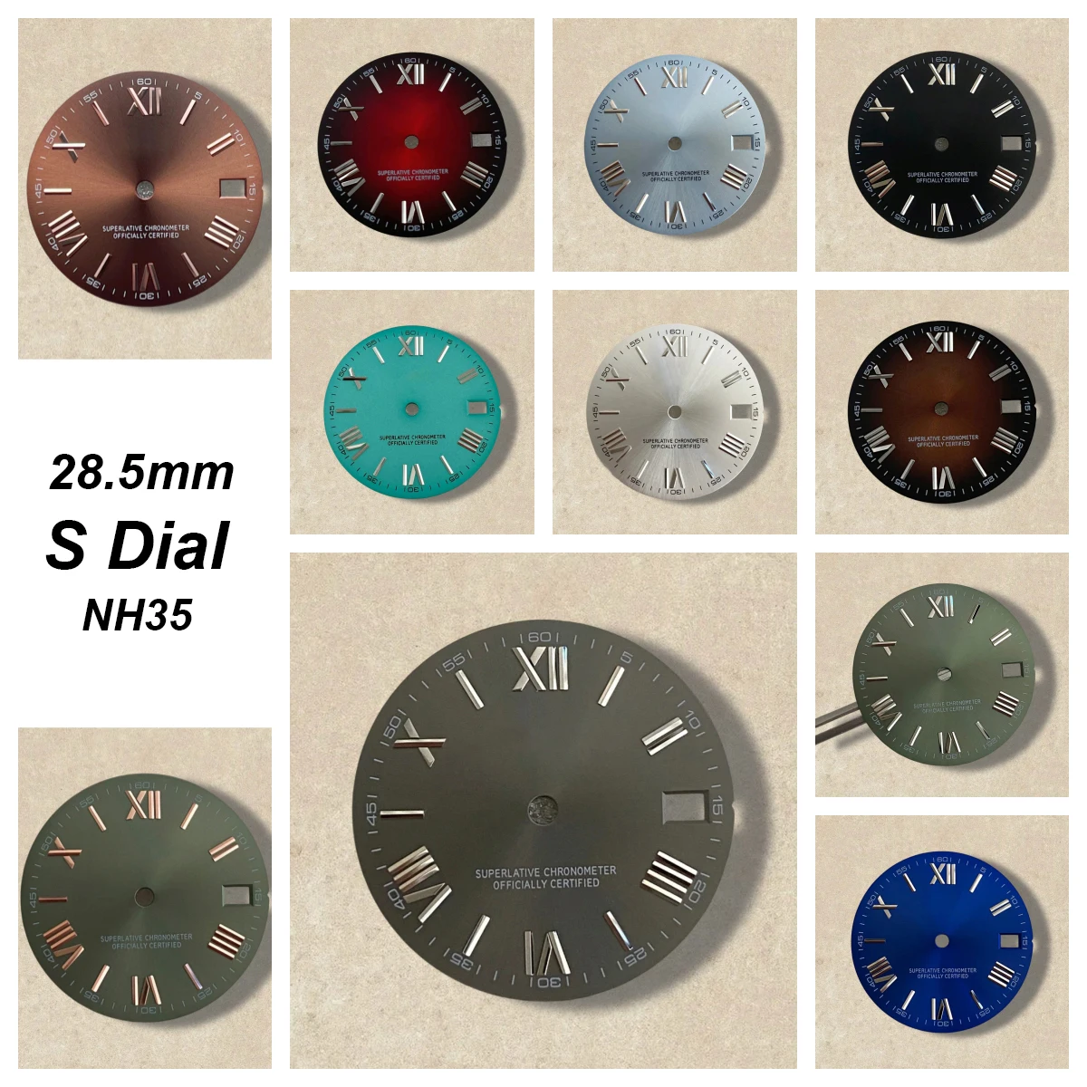 

S Logo Roman Numeral 28.5mm NH35 Dial Suitable For NH35/NH36 Movement High Quality NH35 Accessories ﻿Watch Modification