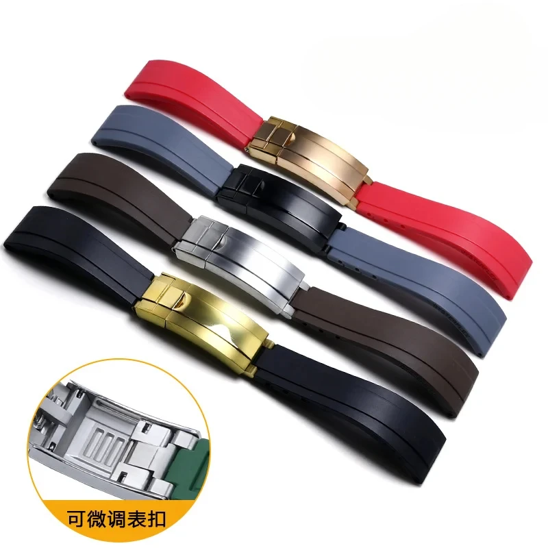 20mm 21mm for Rolex Daytona Submariner OYSTERFLEX Yacht Master Small Wrist Silicone Strap Rubber Short Buckle Watchband Fit