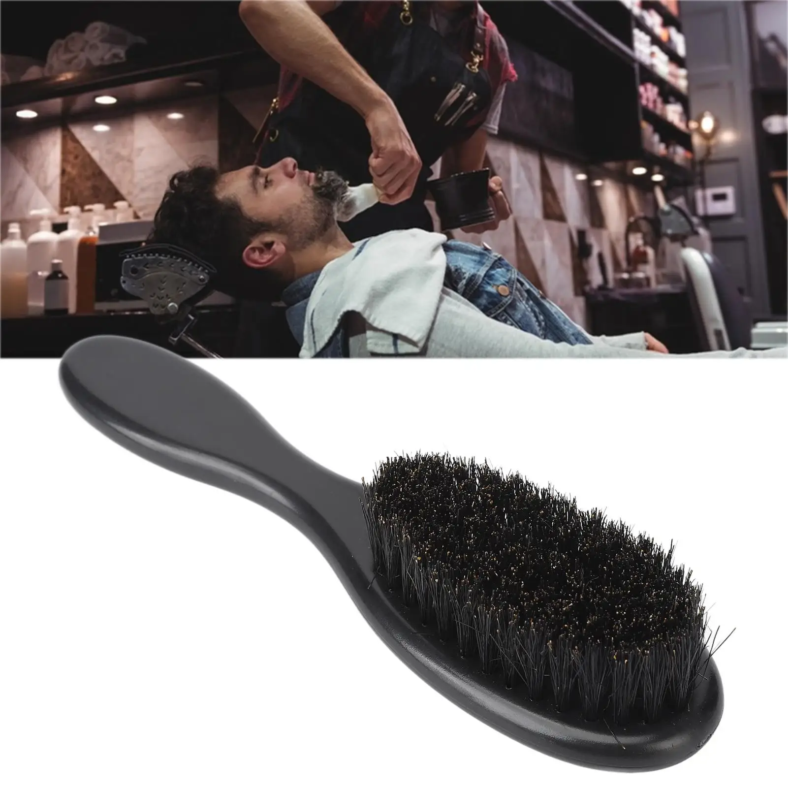 Escova de barba ergonômica com cerdas densas – Ferramenta de estilo compacta e confortável para uso doméstico