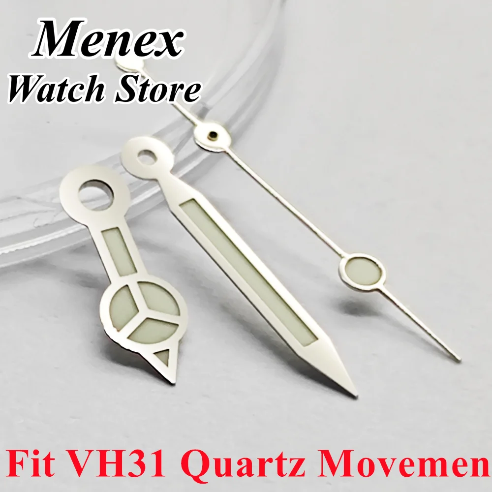Silver VH31 Luminous Watch Hands Blue-Green Compatible Sweep Quartz Movement Watch Accessories Parts for Timepiece Repair