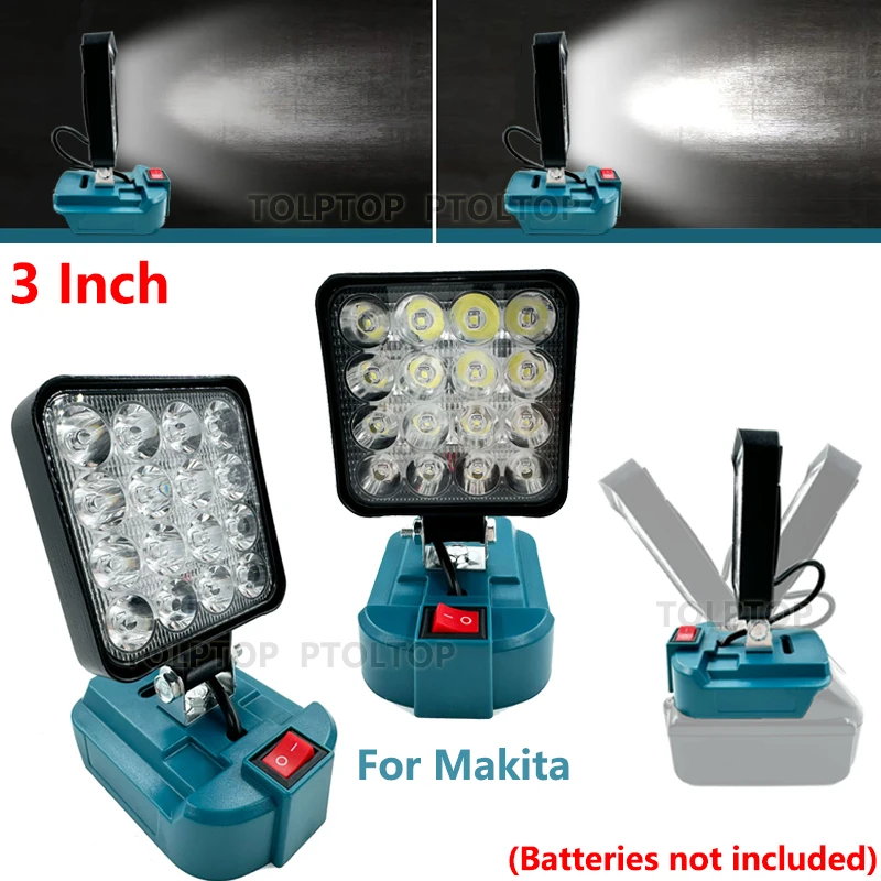 Outdoor Flood Light 3 inch Work Light For Makita 14.4V 18V Li-ion Battery LED Flashlight Lantern Camping Lamp Emergency Lighting