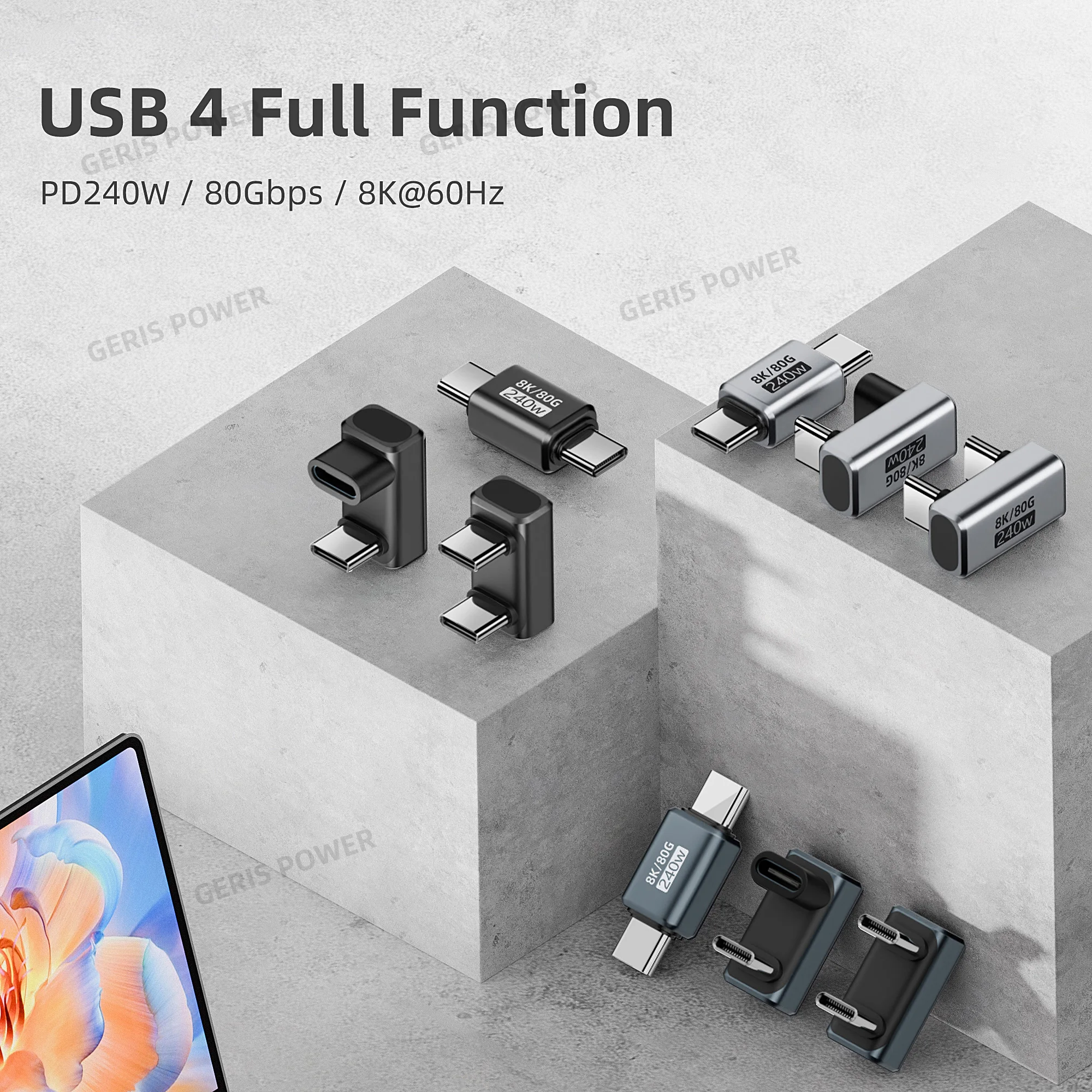 USB 4.0 PD 240W 8K 60Hz Charger Connector for Macbook 80Gbps High Speed USB C OTG U-Shaped Male to Female Adapter Extender