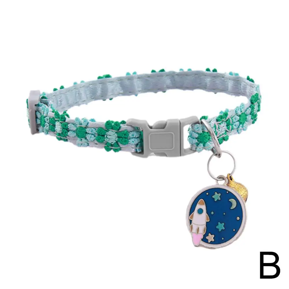 Collar de gato con flor de arcoíris a la moda con campana, accesorios con hebilla para cachorros y gatitos, Collar de encaje, Collar ajustable para perros y gatitos Colo G0S3