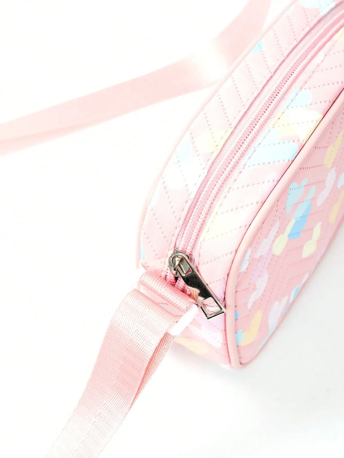 Mini Heart Pattern Square Bag Stitch Detail Zipper Fashion