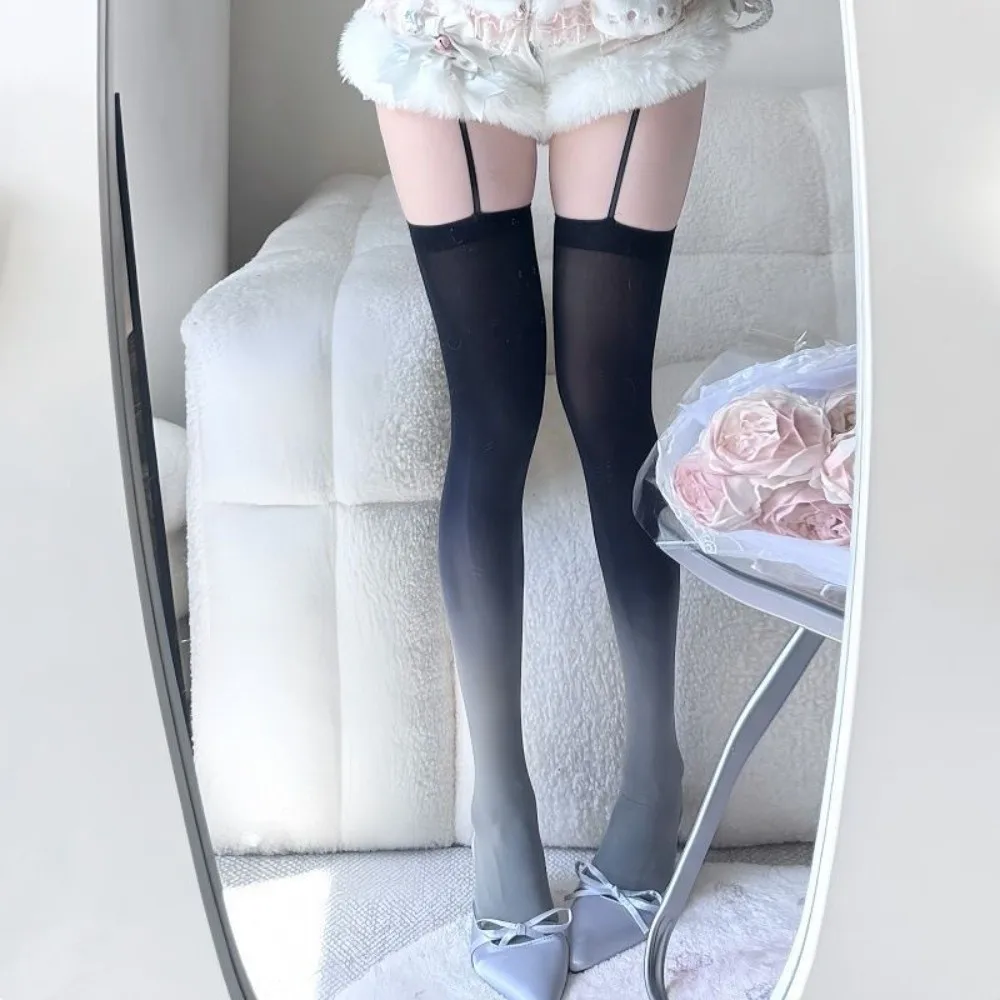 Vintage Seamless Gradient Color Silk Stockings Breathable Slimming Garter Stockings Thin Elastic Suspender Stockings Lolita