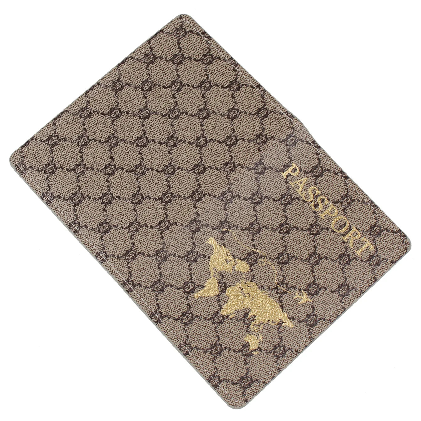 حامل جواز سفر من جلد البولي يوريثان، شعار قابل للاستبدال، خريطة ذهبية، غطاء جواز سفر، نمط حضري بسيط، قابل للتنفس، مقاوم للماء...