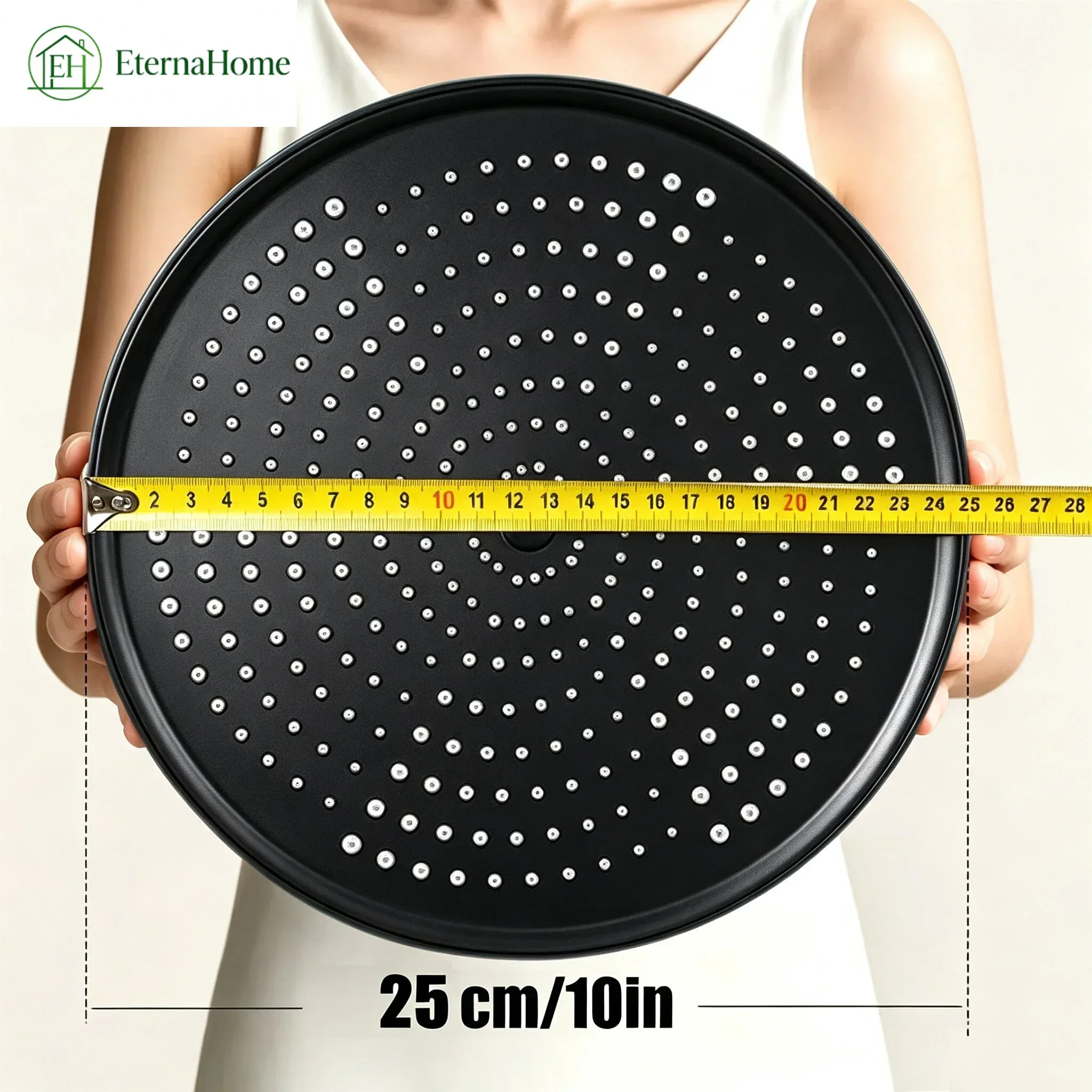 25CM 10 Inch Round High Pressure Ceiling Mounted Shower Head, High Flow Pressure Boosting Large Panel Spa Bathroom Shower