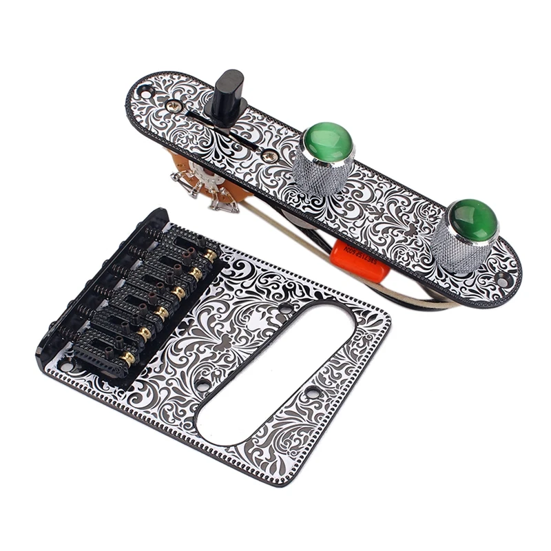 For TL Electric Guitar Roller Saddle Bridge And 3 Way Wired Loaded Prewired Control Plate Guitar Accessories