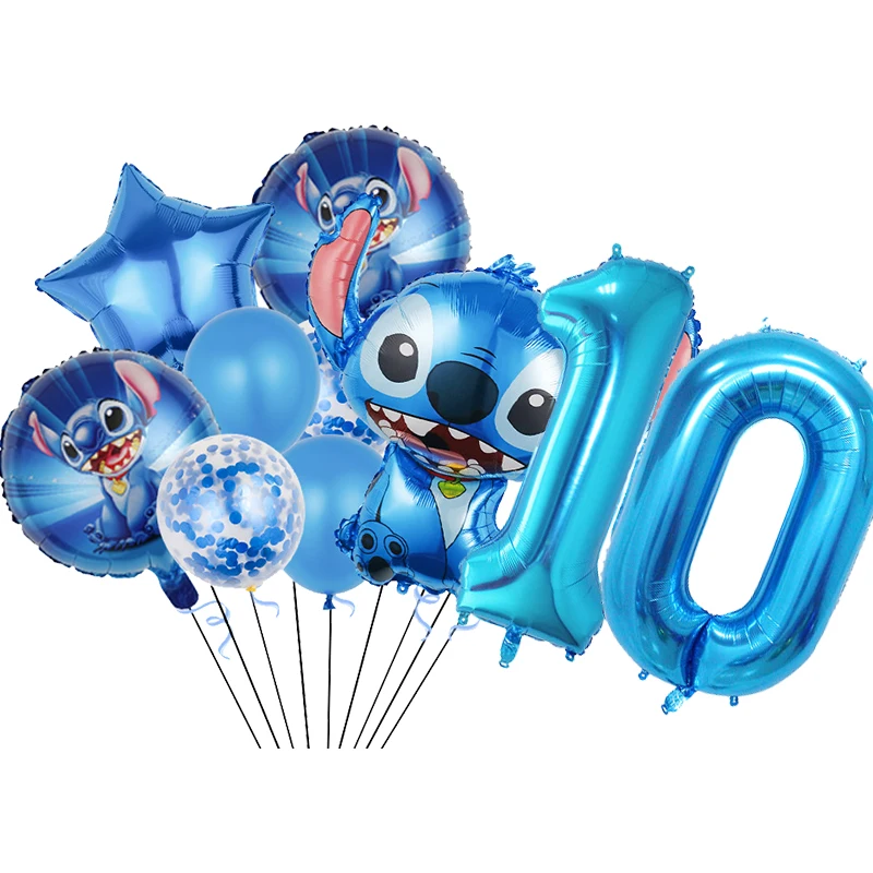 Decoración de cumpleaños de Disney Stitch, vajilla temática de Lilo Stitch azul, suministros de globos, taza, plato, servilleta, Baby Shower para