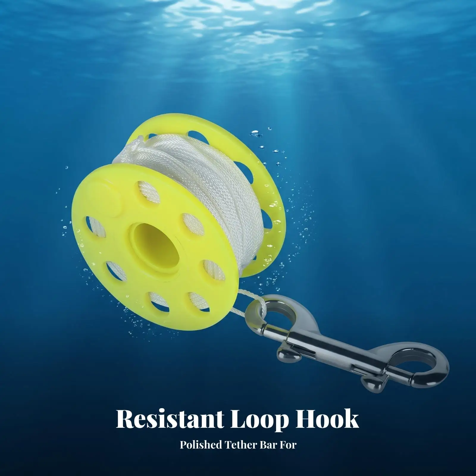 Picture 5: Compact Underwater Diving Spool with Stainless Clip and White Braided Line for Divers