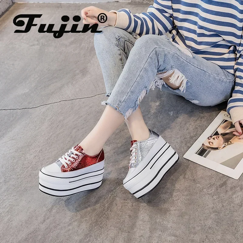 Fujin Single Shoes Women\'s 2024 Fashion Double Purpose White Shoes Platform Autumn Thick Bottom Breathable Women Casual Shoes