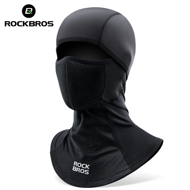 ROCKBROS Ciepła, wiatroodporna czapka rowerowa z maską na całą twarz, termiczna osłona na kask, kominiarka, polarowa osłona na głowę do jazdy na nartach i rowerze.