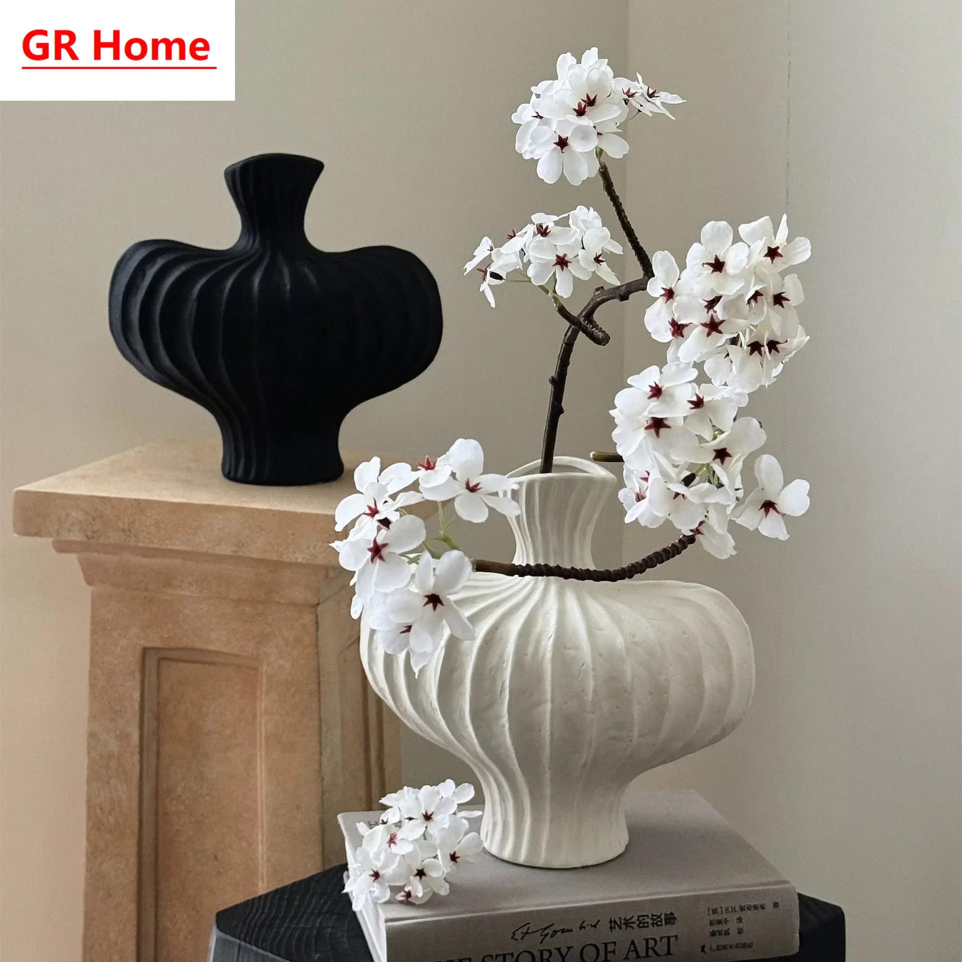 Unique Wabi-Sabi & French Style Vase, Premium Light Luxury Ceramic Vessel, Stylish Home Decor for Flower Arranging