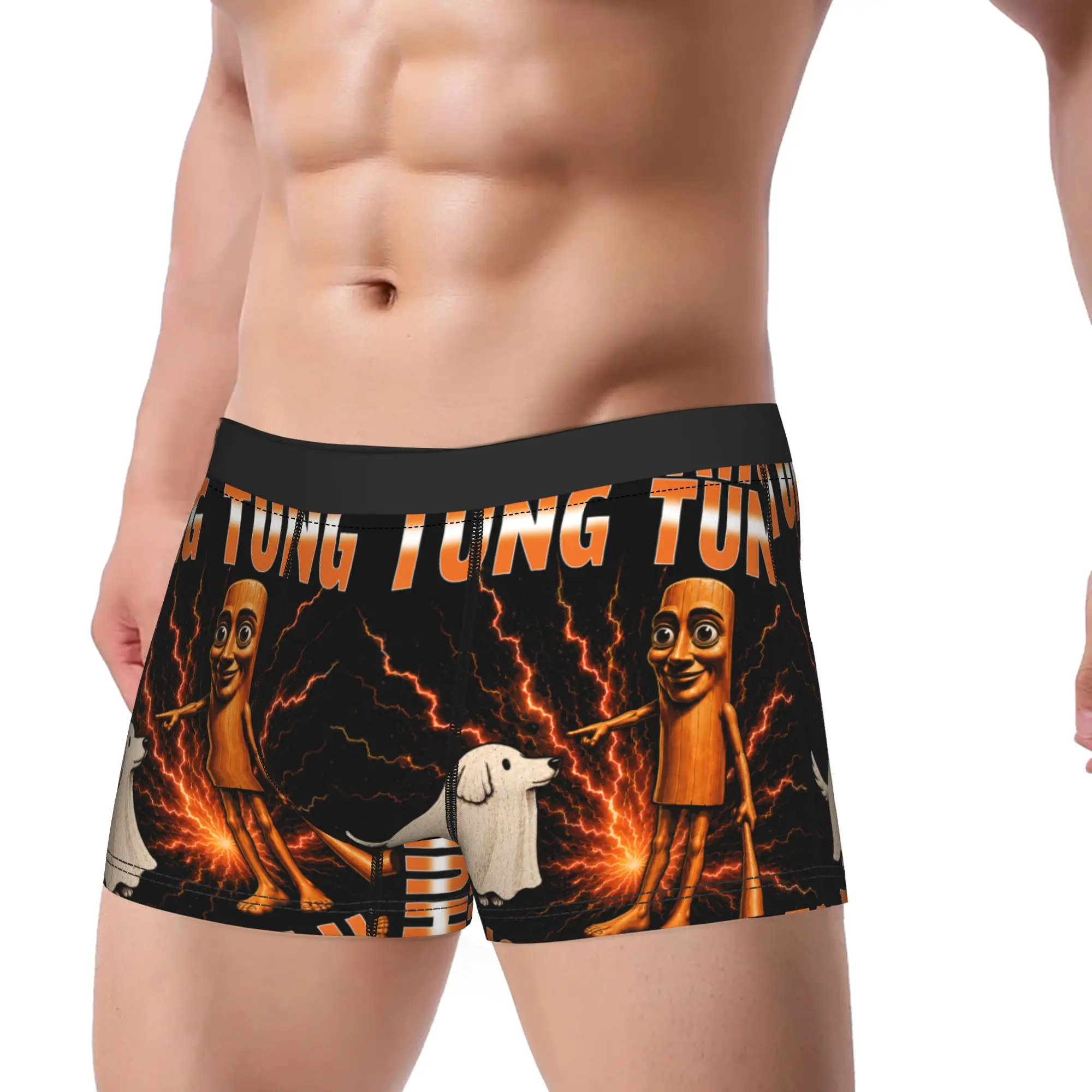 Tung Tung Tung Sahur Calling Dance Halloween Meme Underwear Panties Custom Boxer Brief For Male Pouch Plus Size Boxershorts