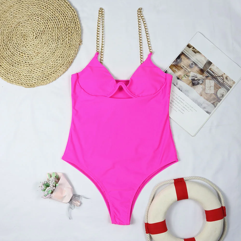 ชุดว่ายน้ำวันพีซเซ็กซี่ 2025 แบบดันทรง สีพื้น สไตล์เรโทร คัทไฮ ชุดว่ายน้ำผู้หญิง ชุดชายหาด โมโนกินี ชุดว่ายน้ำผู้หญิง