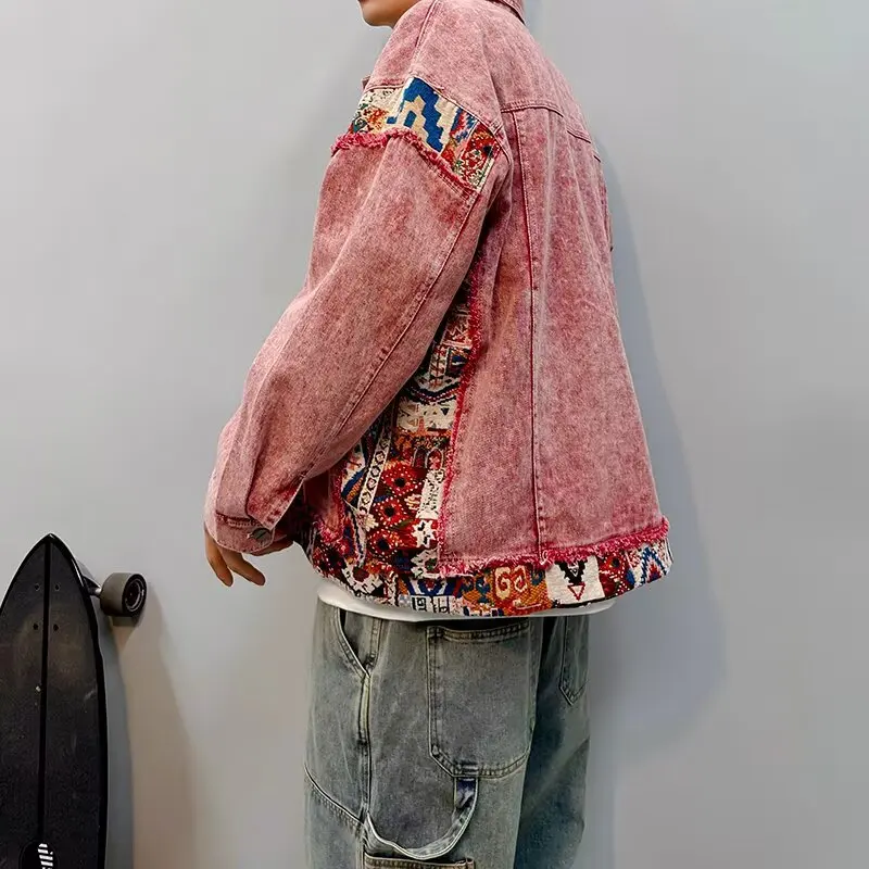 الرجعية الأمريكية بارد Dir الوردي Waed الزي الرجال الجينز Jaet ربيع الخريف الشباب Faion الوقوف صالح طويل Sve البيسبول...