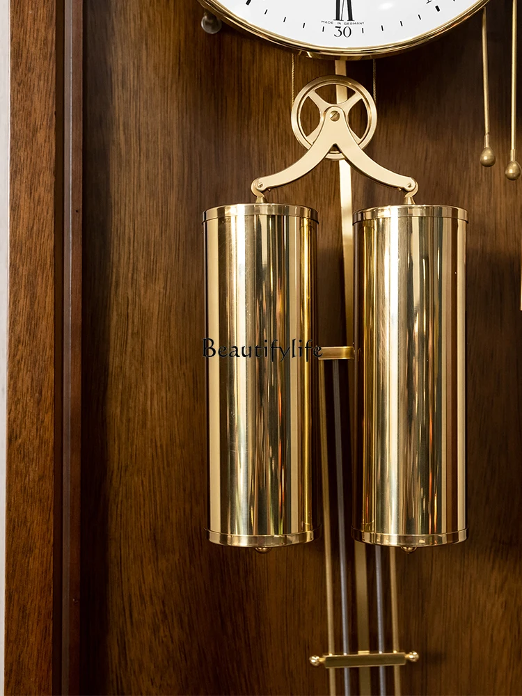 Living room home clock Solid wood long wall clock Music timekeeping