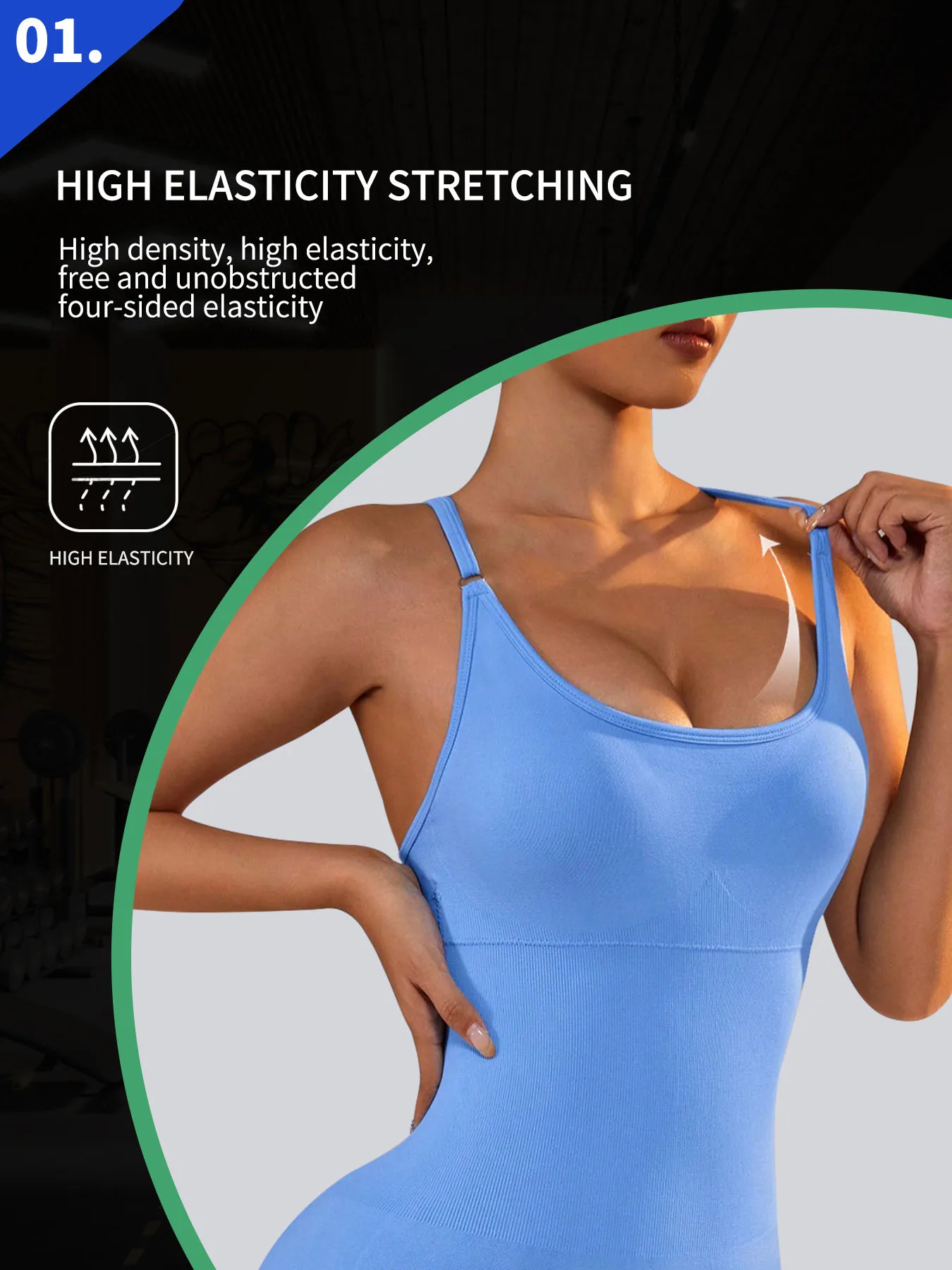 CZGUKEWomen Adjustable Spaghetti Strap Ribbed Scoop Neck Short Yoga Jumpsuit Bodycon Removable High Stretch Gym Pilates Workout