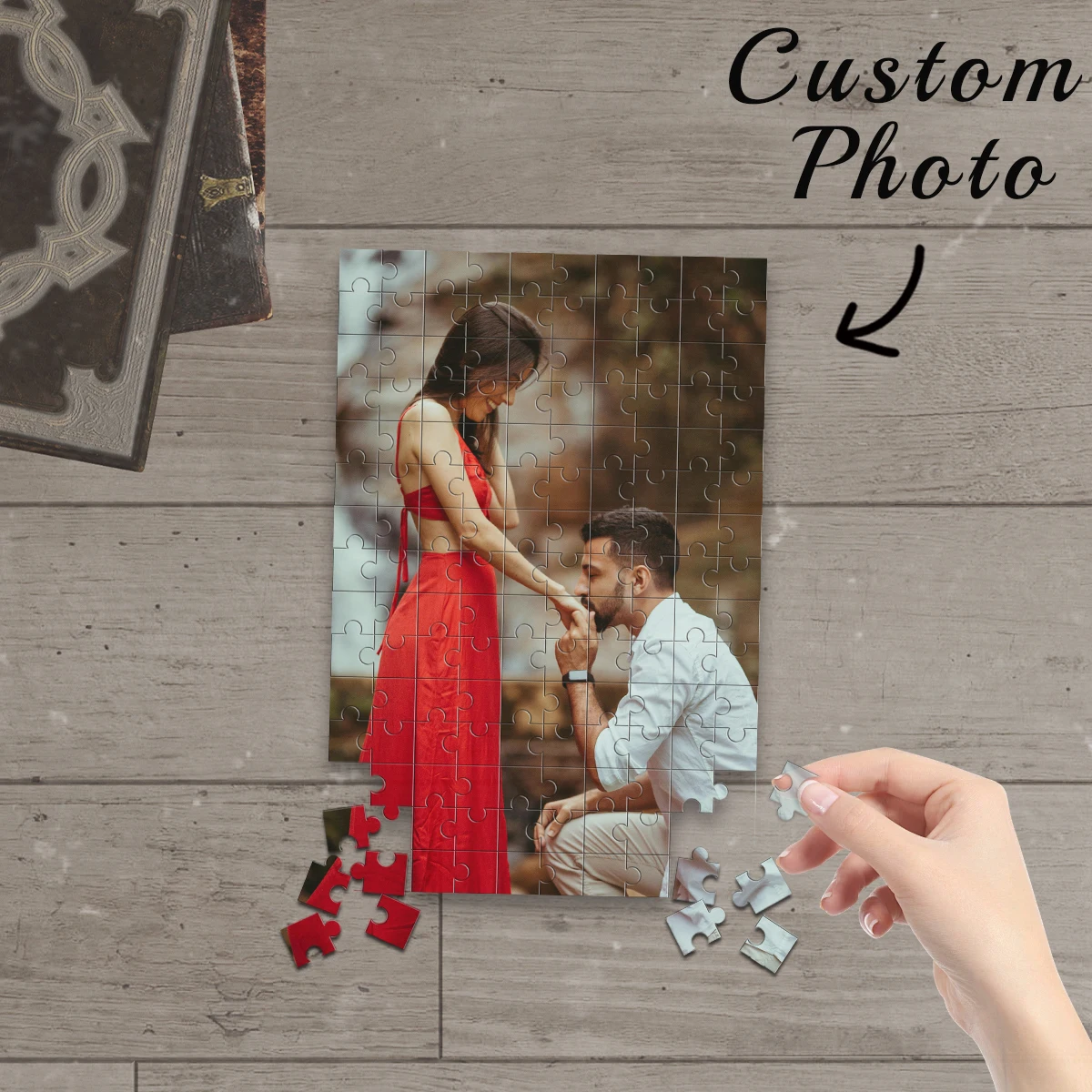 1pc Custom Proposal Ceremony Photo Wooden Jigsaw Puzzle,Ideal Anniversary,Wedding,Birthday,Valentine Gift For Family Friends