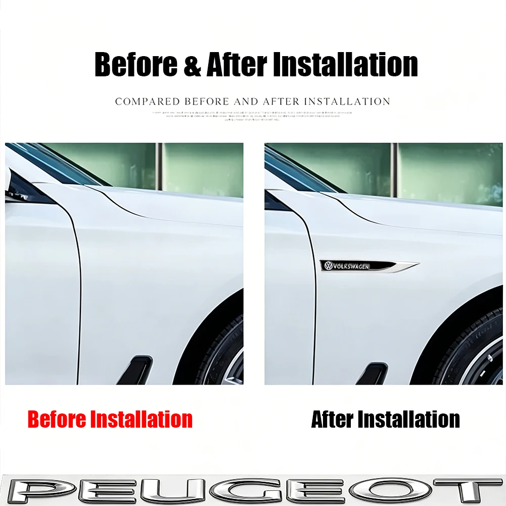 2 Stück Auto 3D Metall Seitenemblem Kotflügel Aufkleber Zubehör für VW Golf Tiguan T-Roc Polo Passat ID.4 T-Cross ID.3 Taigo – Detail 4