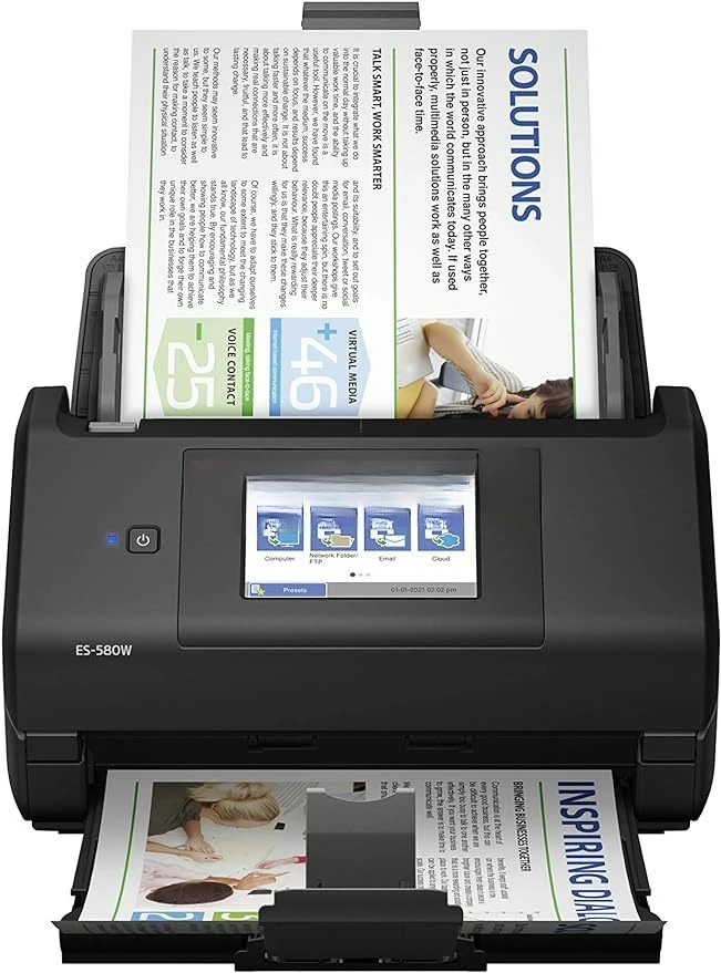 Workforce-Wireless Color Duplex Desktop Document Scanner, Fit for PC, 100 Sheet Auto Document, ES-580W