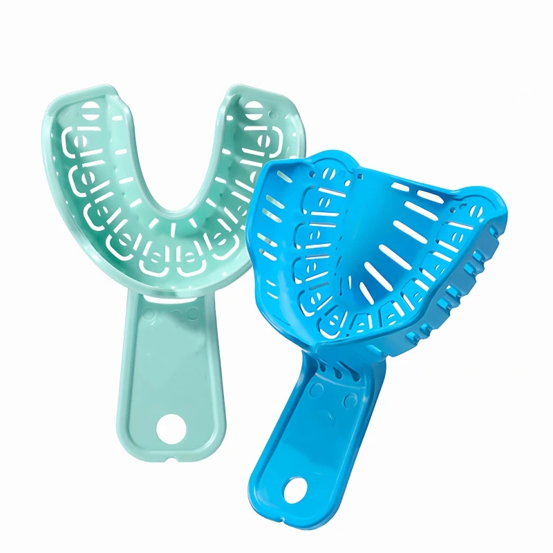 6Pcs Dental Impression Tray S/M/L Plastic Dental Implant Tray Teeth Holder Full Mouth Removable Partial Mold Tray