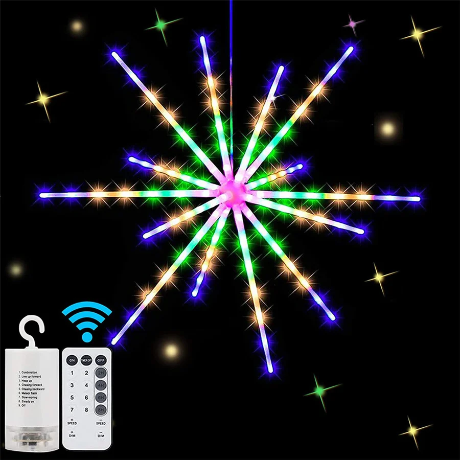 

Hanging 8 Modes Exploding Star Firework Fairy Garden Lights Waterproof Christmas Garland String Lights for Indoor Outdoor Decor