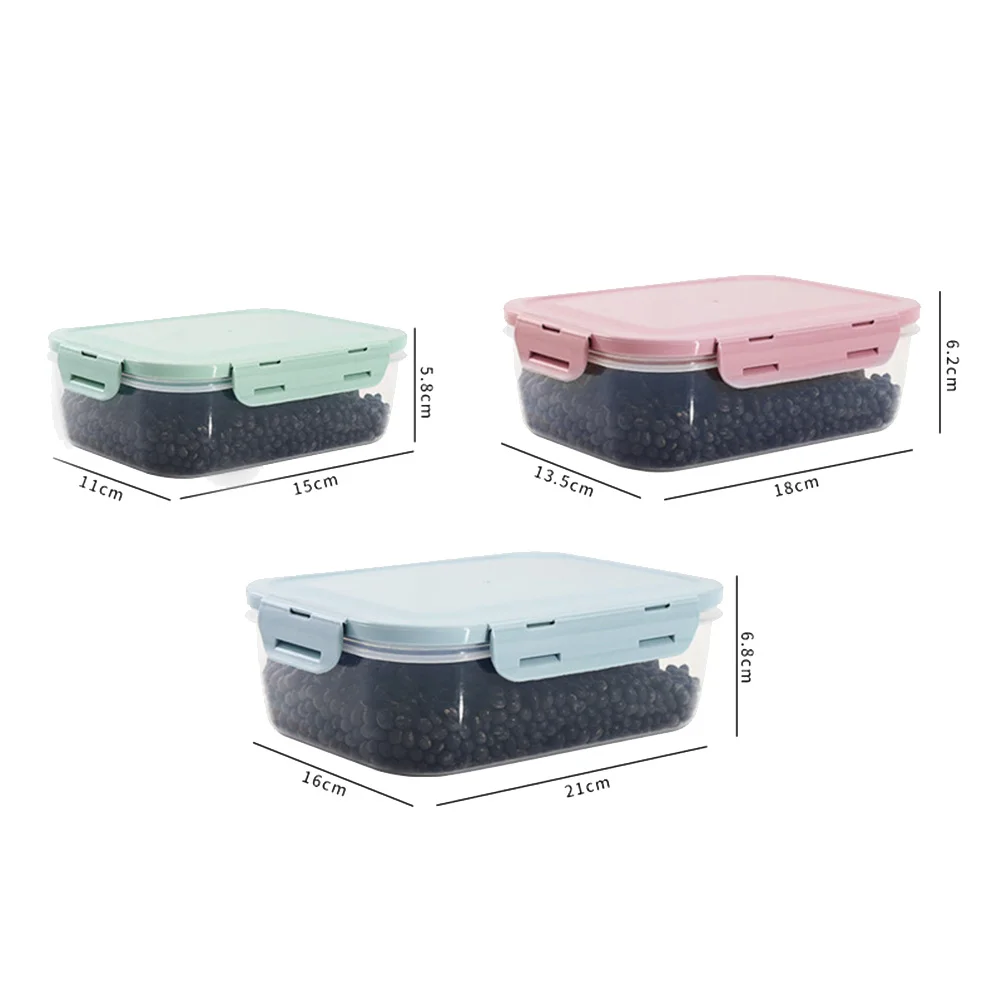 

3pcs Plastic Food Storage Containers Set Airtight Heat Resistant Bpa Free Lunch Boxes For Office Kitchen Camping Sealing Lid