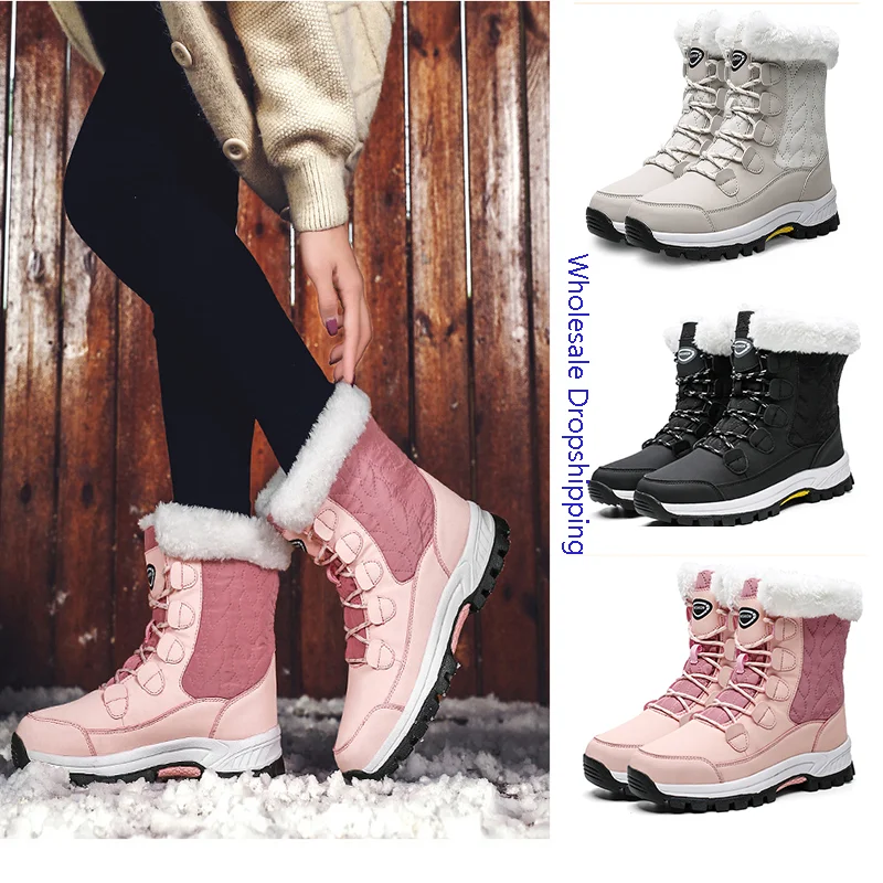 CINESSD Women Classic Snow Boots Winter Warm Shoes Handmade Platform Shoes Womens Boots Ankle Botas De Mujer Size 42 Booties