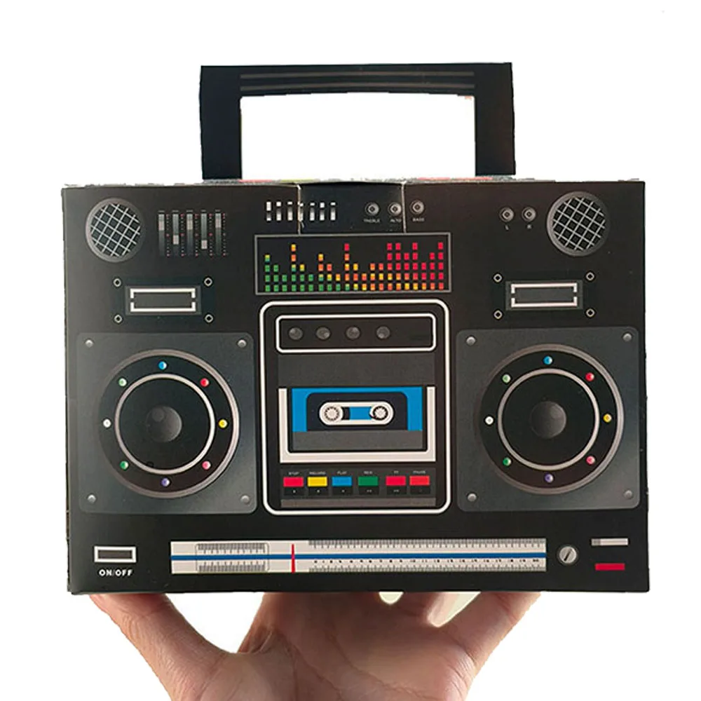 6/12/24 Stück 80er 90er Neuheit Boom Favor Box Boombox Prop Radio Dekor Tischdekoration Dekor für Retro-Thema Hip Hop Partygeschenke – Detail 2